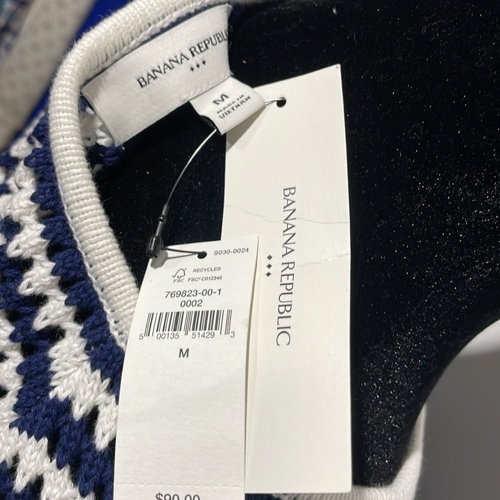 NWT Banana Republic sweater navy and white medium - Picture 6 of 7